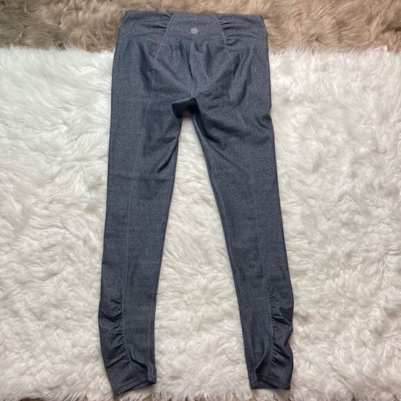 Athleta Gray Heringbone Ruched Leggings - Picture 3 of 9